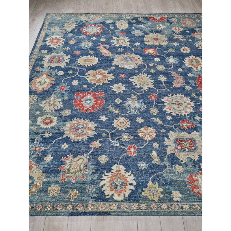 Oxford hand-knotted Ghazni Wool Blue Area Rug, 10'X14'