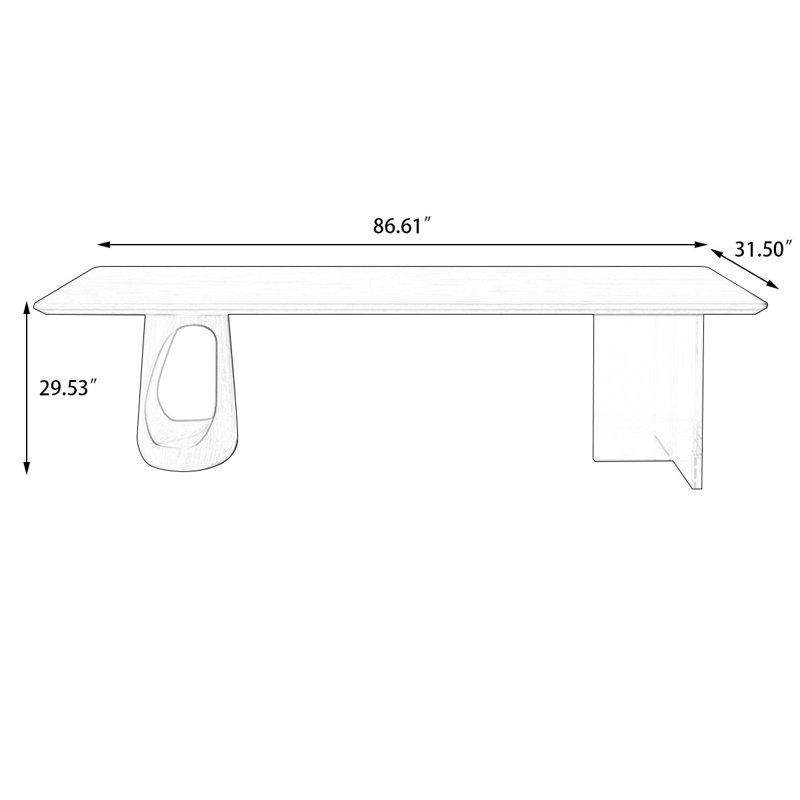Brown Rectangular Solid Wood desk, 29.6" H x 86.7" W x 31.5" D