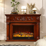 Vintage carved electronic fireplace TV stand