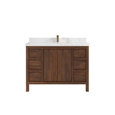 Ensemble de meuble-lavabo simple 48 po Teak