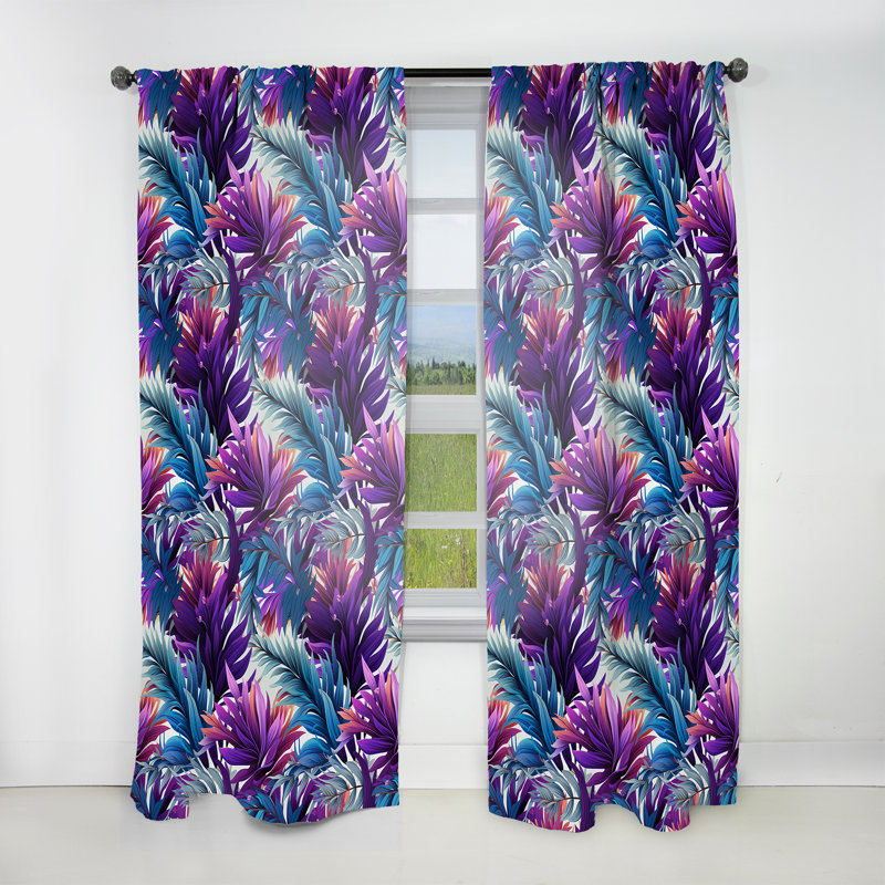 Motif tropical Palm Reverie - Rideau tropical - Velours obscurcissant - 1 panneau, L 52 po x L 108 po