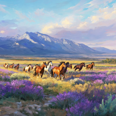 Art sauvage sur toile tendue Wild Horses in Bloom