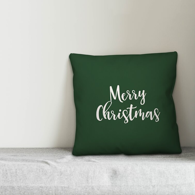 Reba Merry Christmas Pillow The Holiday Aisle Color: Dark Green, Product Type: Throw Pillow