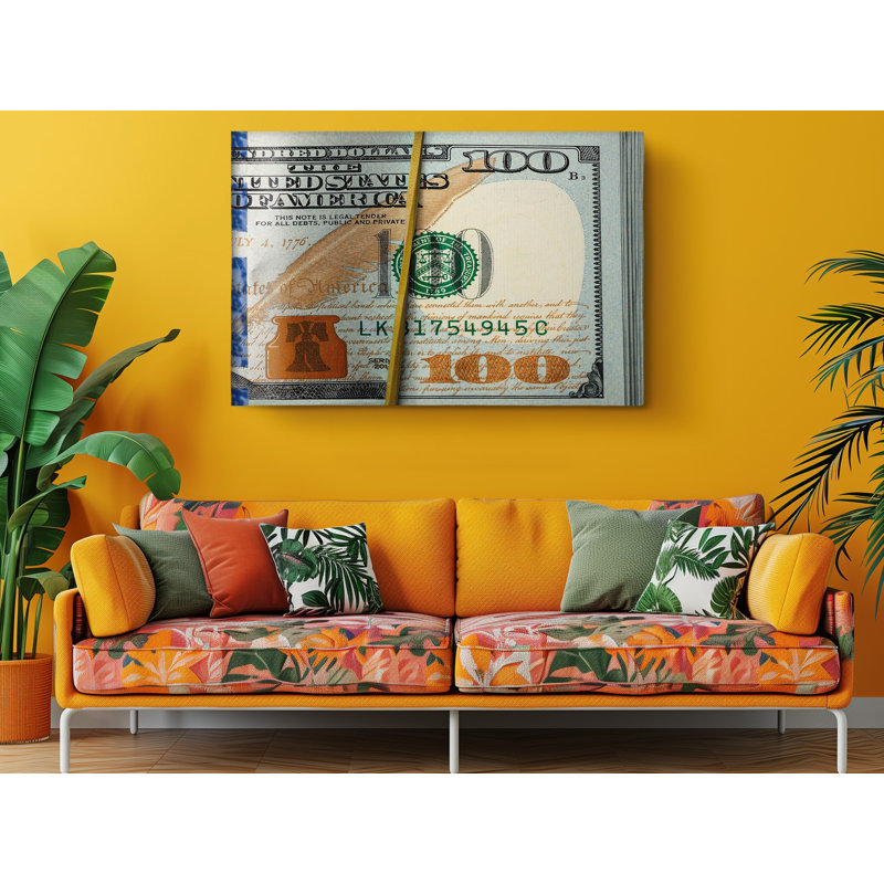 100 Dollar Bills Canvas Print, 20" H x 30" W