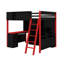 Lit mezzanine double avec bureau intégré et lumières DEL Designs Designs, lit mezzanine en bois avec garde-robe et tiroir-603172319