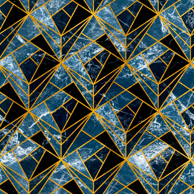 Manhattan Wallpaper Roll, Blue/Black/Gold