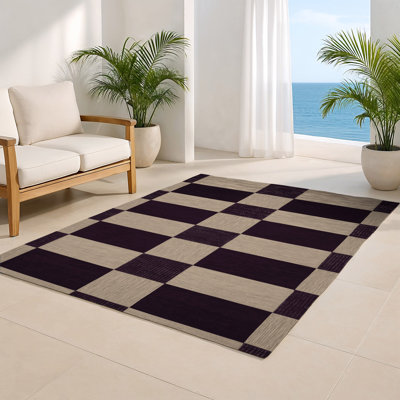 Tapis d'intérieur et d'extérieur à carreaux gris