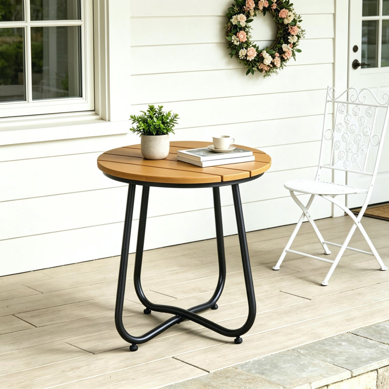 Round Steel Outdoor Bistro Table - 49 cm W 49 cm D