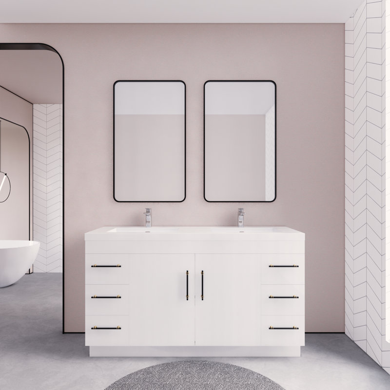 Verda 59.05'' Double Bathroom Vanity with Acrylic Top, White