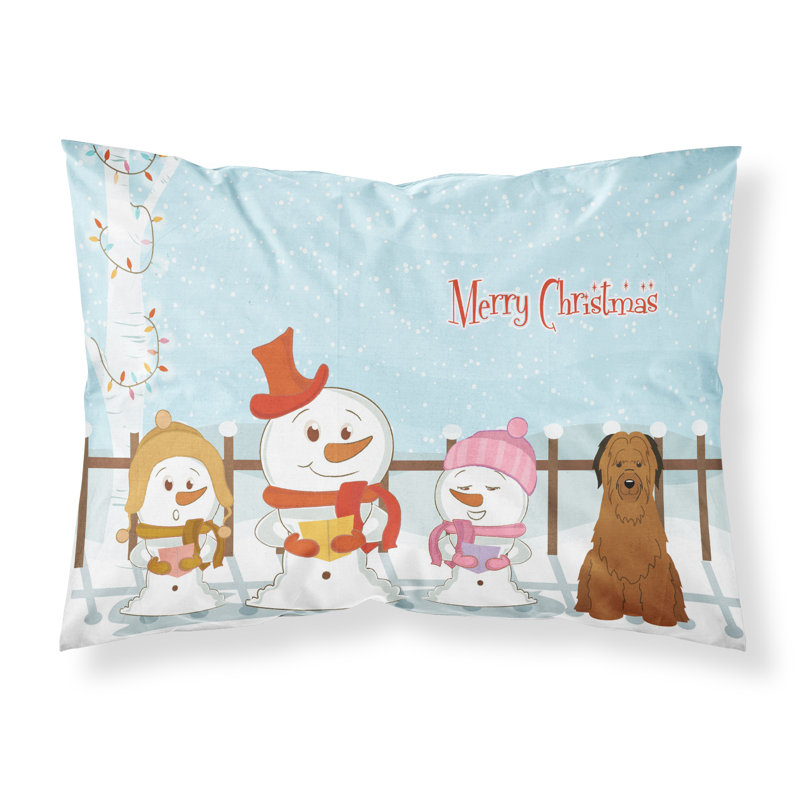 Taie d'oreiller Merry Christmas Merry Christmas, Berger de Brie brun et choristes