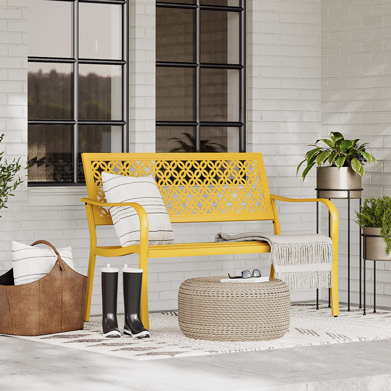 Banc de jardin en acier Roselynne, Jaune