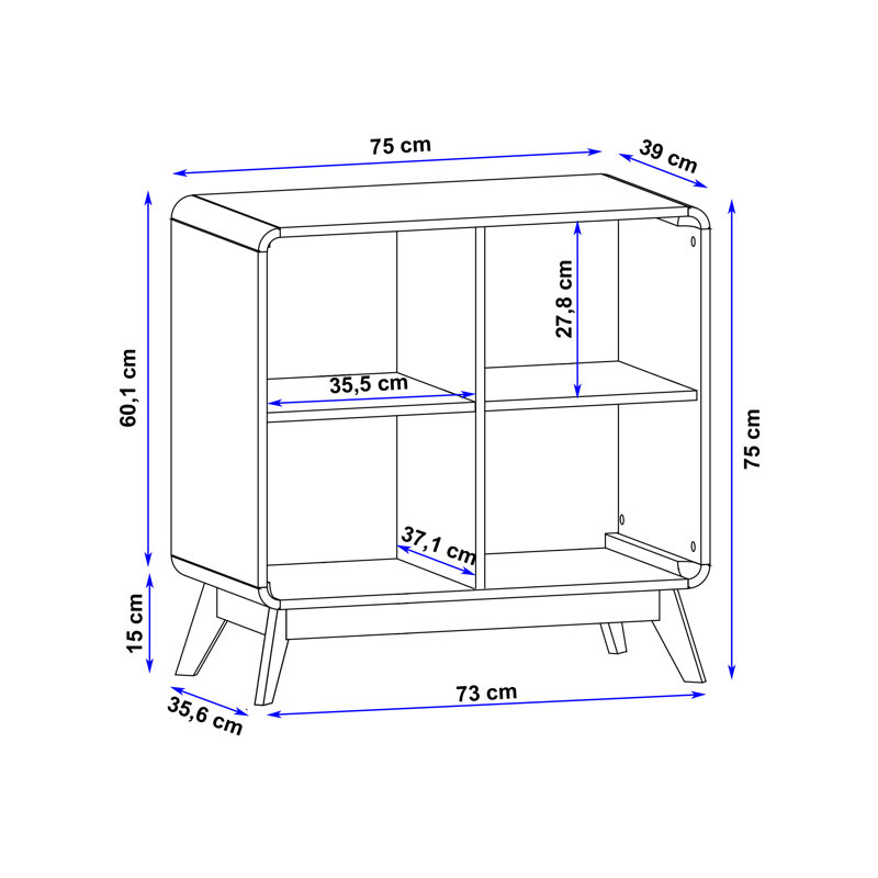 Allensby 60.1 cm H x 75 cm W Standard Bookcase, Oak