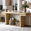 Console très large de 66 po en chêne vieilli, placage de bois véritable, pour vestibule, couloir et bureau, table plaquée avec rangement intelligent, finition chêne, couloir, vestibule sous la table