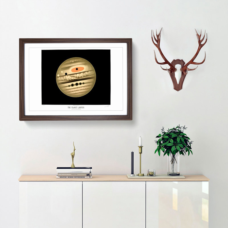 Planet Jupiter by E. L. Trouvelot - Picture Frame Painting Print, Walnut Framed, 36cm H x 48cm W x 2cm D