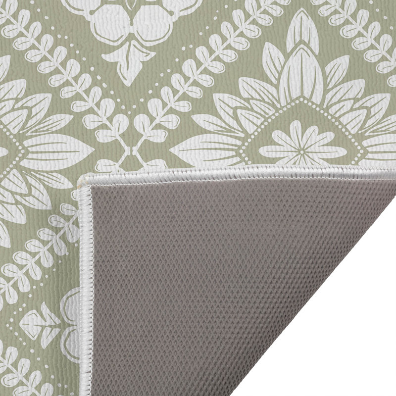 Tapis de toilette rectangulaire absorbant et antidérapant Talia, L 34 po x L 21 po, Sauge