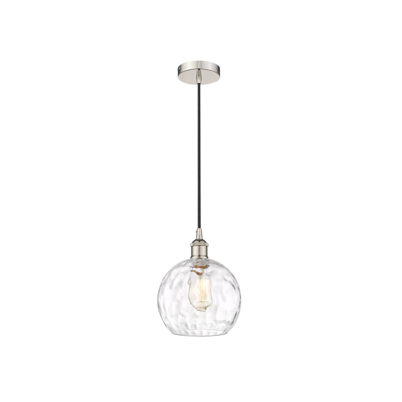 Luminaire suspendu simple à 1 lumière Ralph, H 10,75 po x l 8 po x P 8 po, Nickel poli