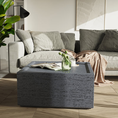 28"Indoor Modern Square Concrect Coffee Table,for Living Room,Dark Grey