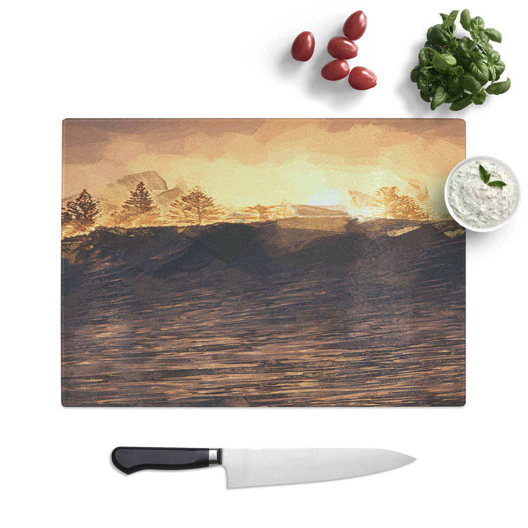 Tempered Glass Wave Touching the Trees in Abstract Chopping Board