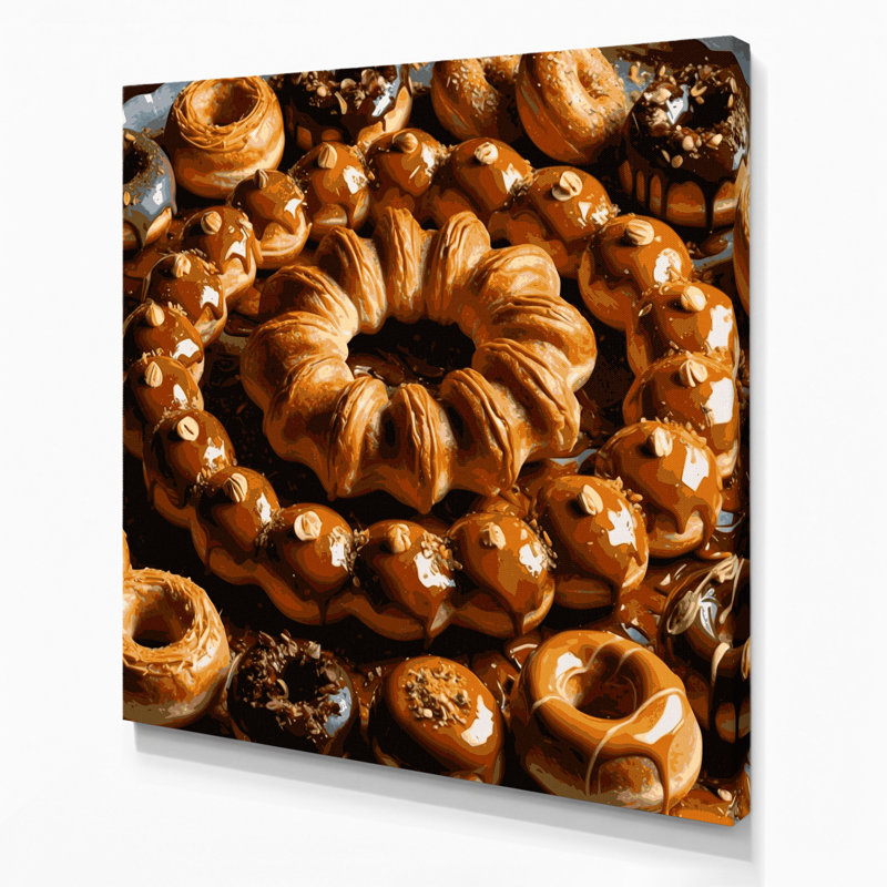 Desserts Cronuts Brown Canvas Wall Art, 8" H x 8" W