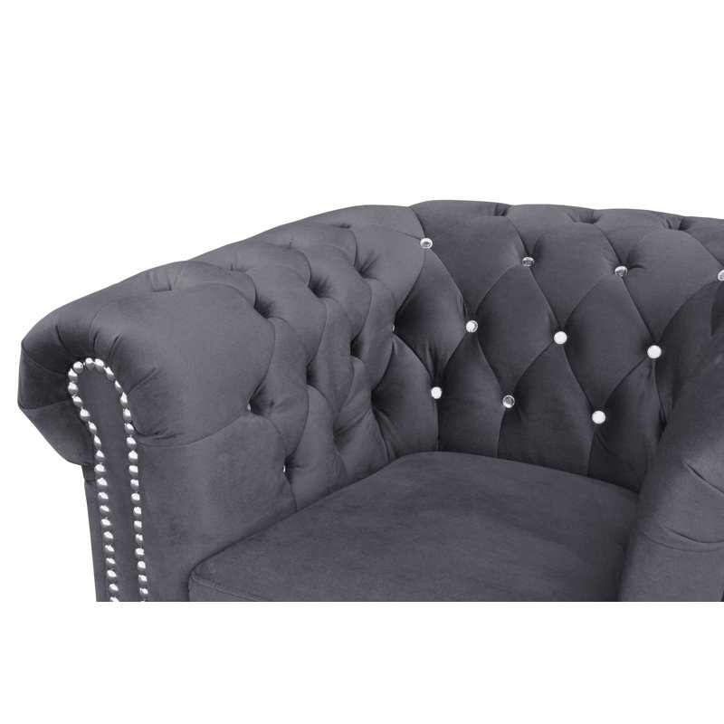 Sade Upholstered Chesterfield Chair, Grey