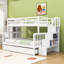 Lit superposé simple en bois avec lit gigogne et tablettes de rangement-588510027