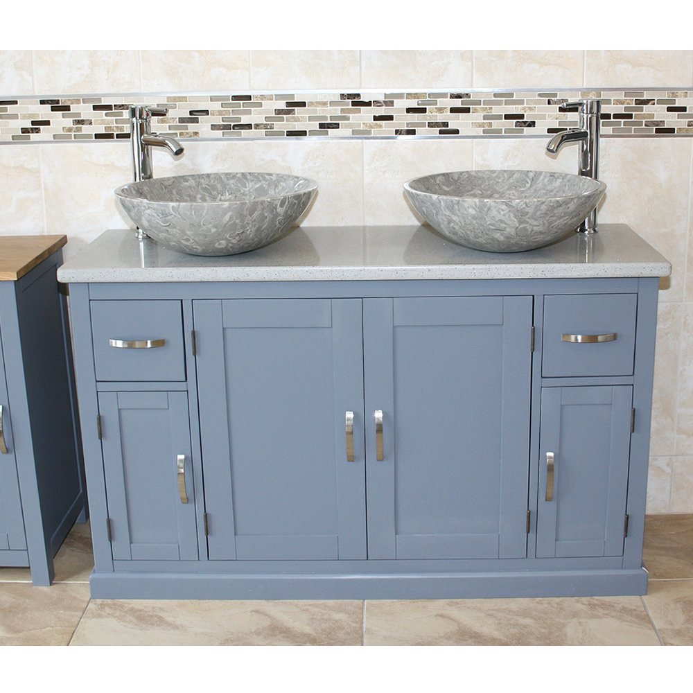 Maui 1230mm Double Bathroom Vanity with Vessel Stone Basin