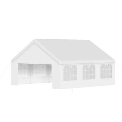 Heavy Duty 20x20FT Outdoor Gazebo Party Tent - Waterproof & UV Resistant Canopy - Removable Sidewalls & Windows - Large White Event Shelter for Backyard, Wedding, BBQ, Carport - Straight Edge