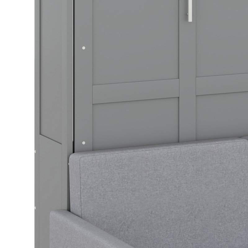 Lit escamotable peu encombrant, Gris, Grand lit