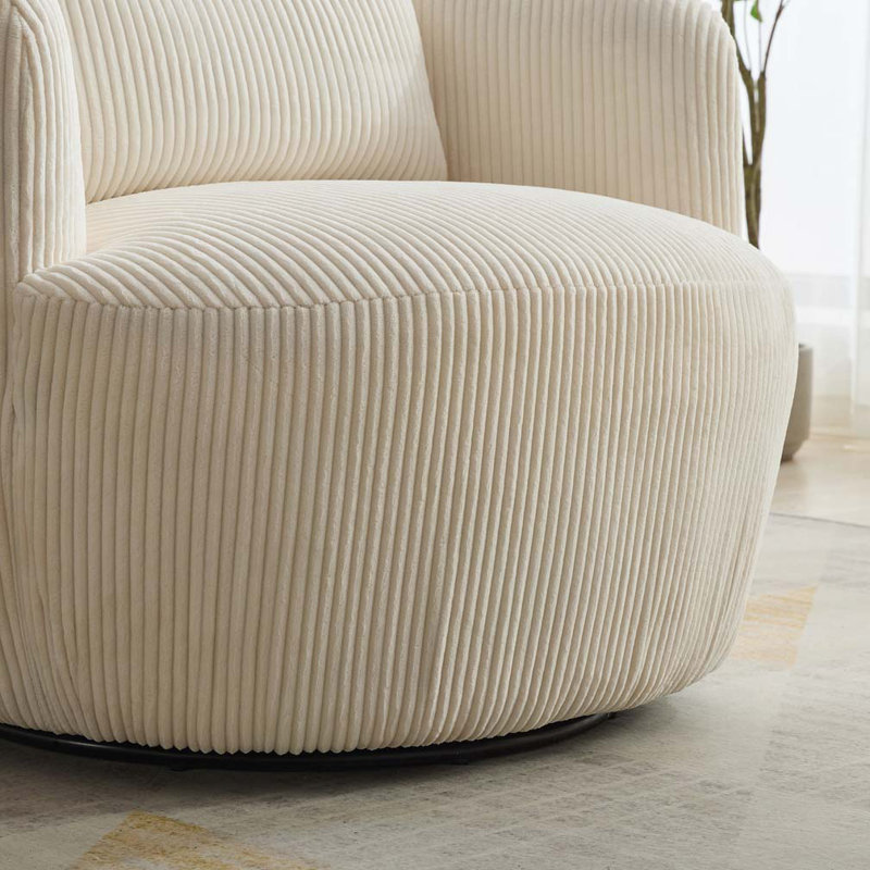 Fauteuil demi-tonneau Corduroy, Ivoire ivoire
