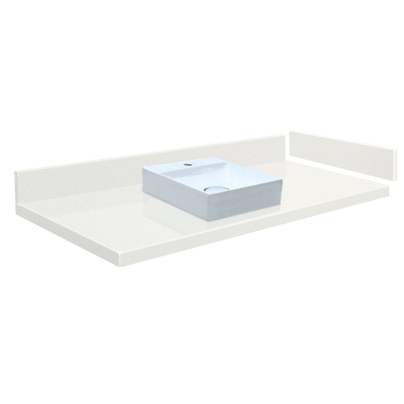 Plateau de meuble-lavabo simple 27,75 po Rachel, Blanc Milan, Simple