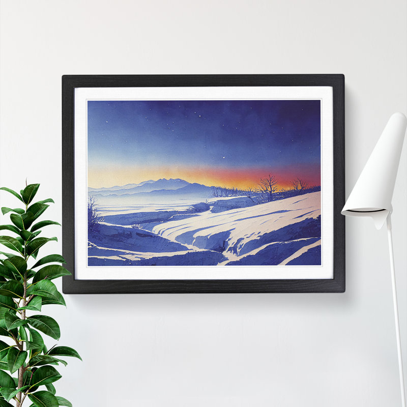 XH1022-10237X Winter Landscape Sunset Vol.3 - Single Picture Frame Painting, Black Framed, 46cm H x 64cm W x 2cm D