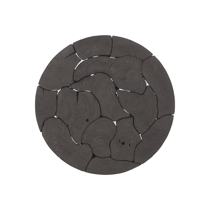 Gray Round Teak and Suar Wood End Table