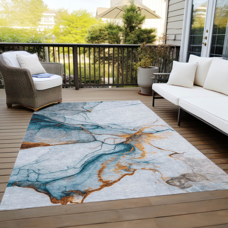 Tapis intérieur / extérieur lavable à la machine Cinead ACN1690 Sky, Rectangulaire 8 pi x 10 pi