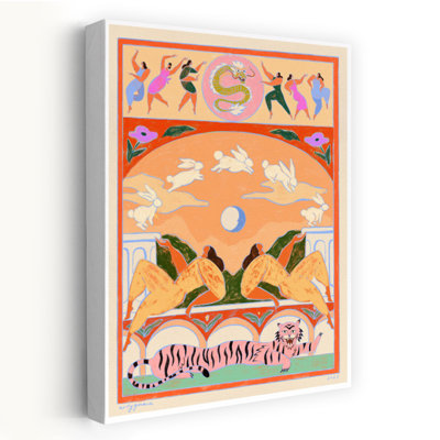 Contemporary Art Abstract Colourful Contemporary Rabbit Flower Nature Art