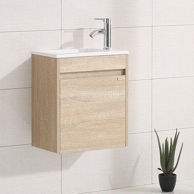 16” Bathroom Vanity Sink Combo For Small Space Wall Mounted Cabinet Set
