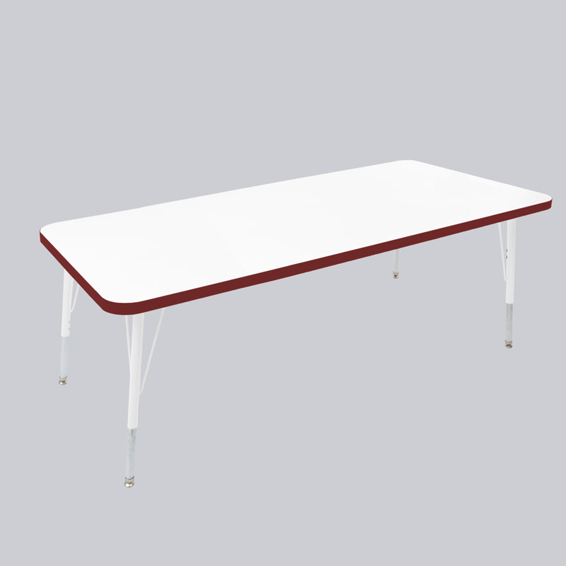 Table rectangulaire d'activités thermofusionnées avec pieds réglables et pivotants standard, H 30 po x l 30 po x P 60 po