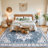 Machine Washable Non-Slip Blue Oriental Area Rug-1222581425