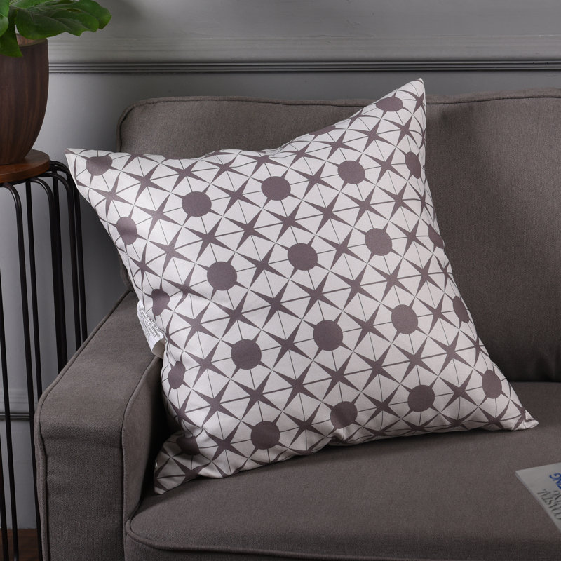 Geometric Gray and White Linen Square Cushion