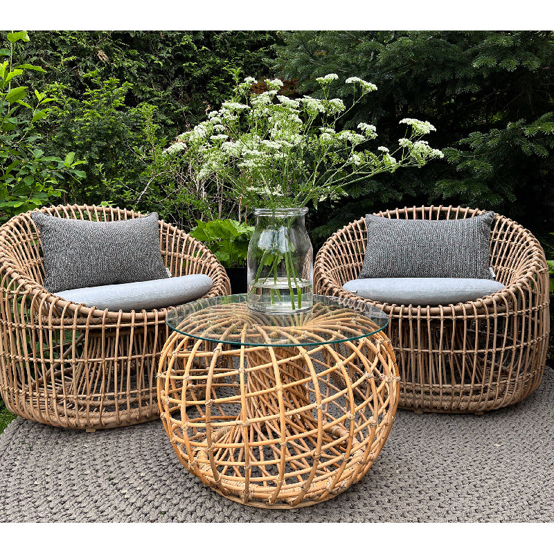 Nest Outdoor Round Coffee Table, Brown