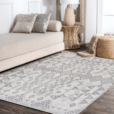 Shirley Tribal Diamond Geometric Gray/Beige Rug