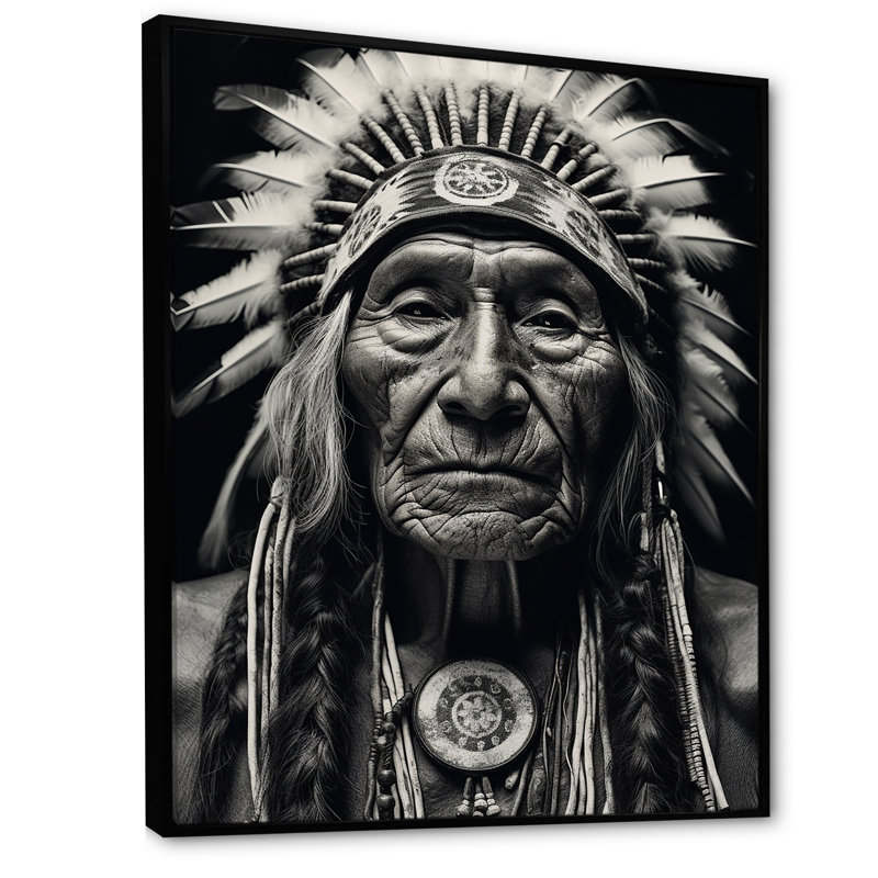 Sagesse amérindienne sur toile, H 32 po x l 16 po x P 1 po, Cadre flottant noir