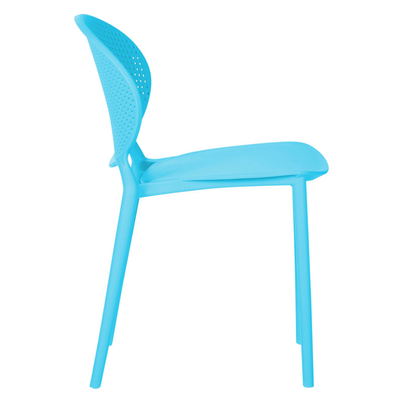 Suze Stacking Patio Dining Side Chair, Blue