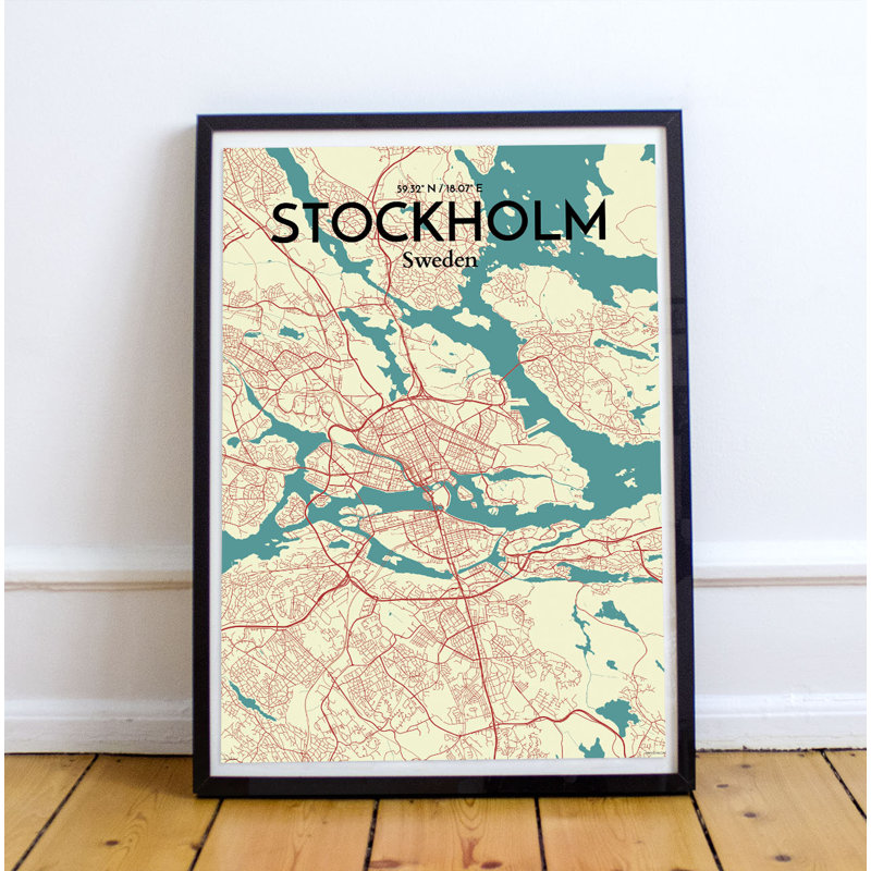 Stockholm City Map - No Frame Print, 43cm H x 28cm W x 0.13cm D