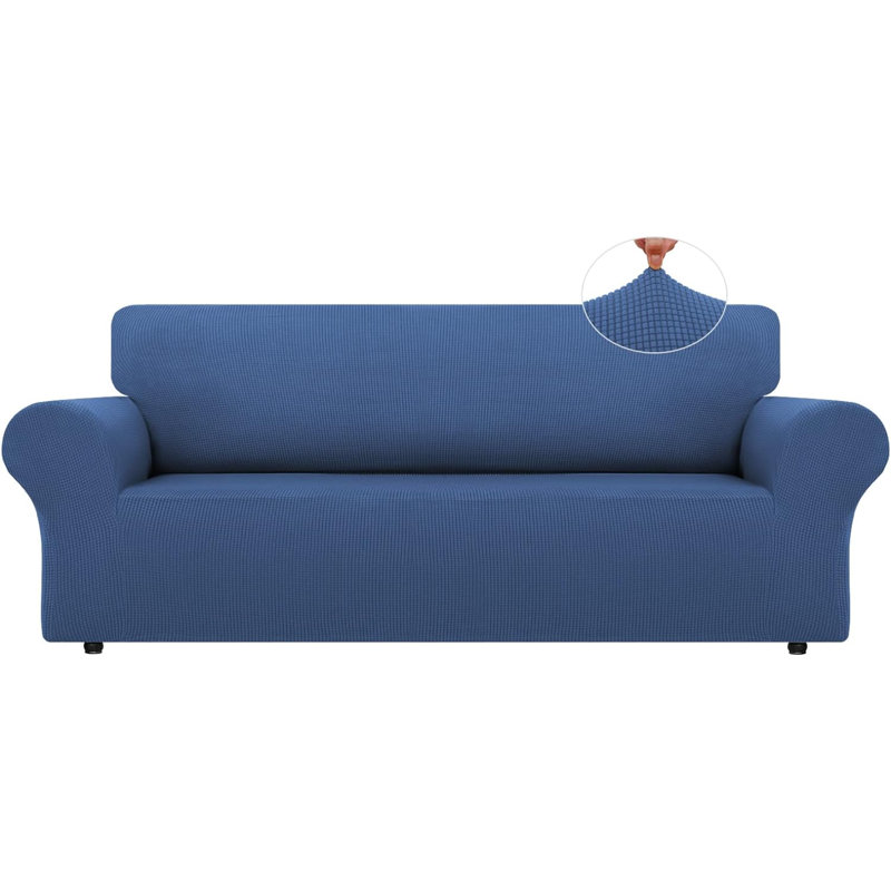 Housse pour canapé à coussins carrés/rectangulaires, Polyester bleu