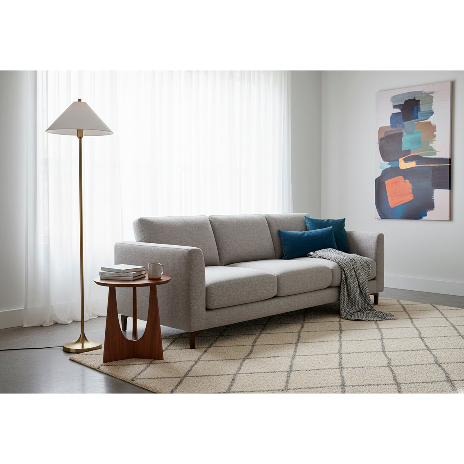 60" Floor Lamp, Antique Brass