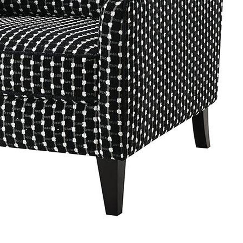 Chaise d'appoint Viani, motif carré à pois, bois massif, chenille noire