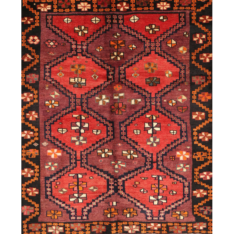 Tapis rouge / noir Southwestern, Rectangle 5 pi x 7 pi