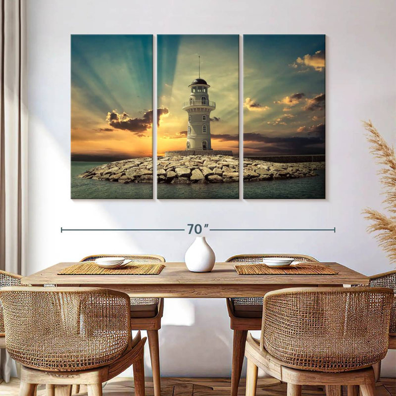 Aletra Majestic Lighthouse Sunset, 42" H x 65" W