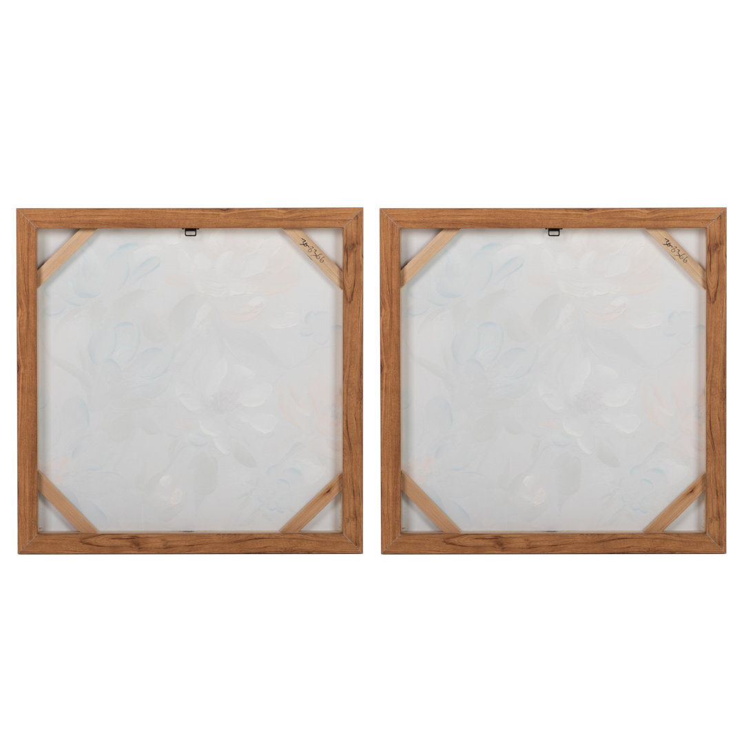 Flowers 80% Hand Painted Set 2 Canvas 60X4X60 Cm - 2 Piece Wrapped Canvas Print Set