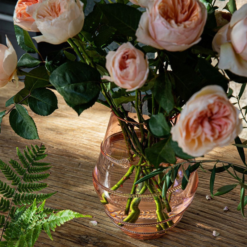 Clear Glass Decorative Table Vase with Swirl Embellishment